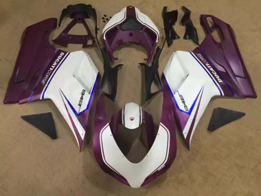 2007-2014 Ducati 848 Motorcycle Fairings - White Blue Purple Corse Canada Websites