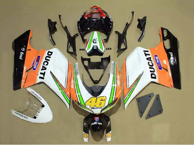 2007-2014 Ducati 848/1098/1198 Motorcycle Fairings - White Orange Green Glossy Black Tim 46 Canada Websites