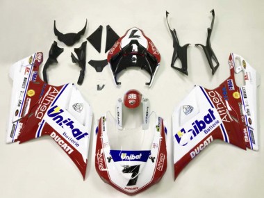 2007-2014 Ducati 848/1098/1198 Motorcycle Fairings - White Red Blue Unibat 7 Canada Websites