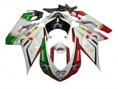 2007-2014 Ducati 848/1098/1198 Motorcycle Fairings - White Red Green Accossato Canada Websites