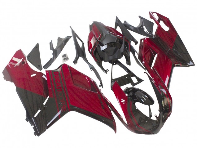 2007-2014 Ducati 848 Motorcycle Fairing - Red Glossy Black Canada Websites