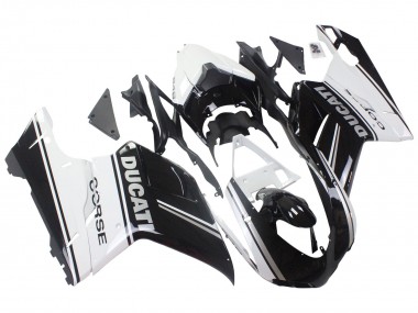 2007-2014 Ducati 848/1098/1198 Motorcycle Fairings - White Glossy Black Corse Canada Websites