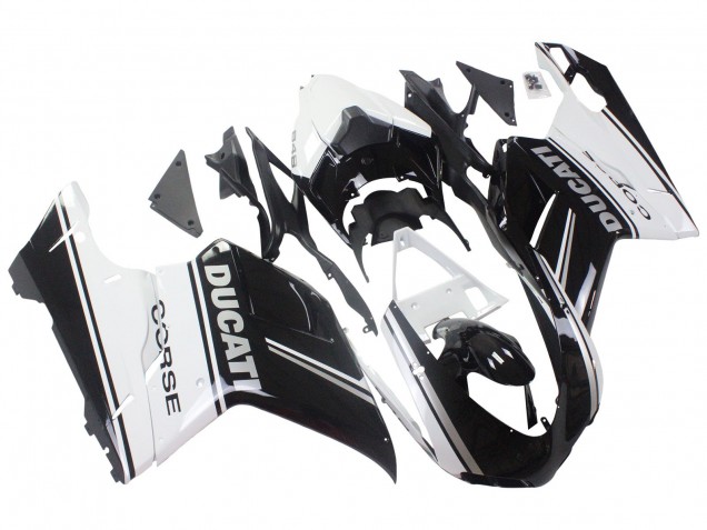 2007-2014 Ducati 848/1098/1198 Motorcycle Fairings - White Glossy Black Corse Canada Websites