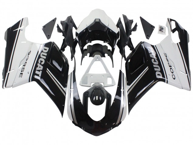 2007-2014 Ducati 848/1098/1198 Motorcycle Fairings - White Glossy Black Corse Canada Websites