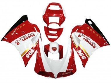 1993-2005 Ducati 996 Motorcycle Fairings - White Red Gold Glossy Black Corse Performance Canada Websites