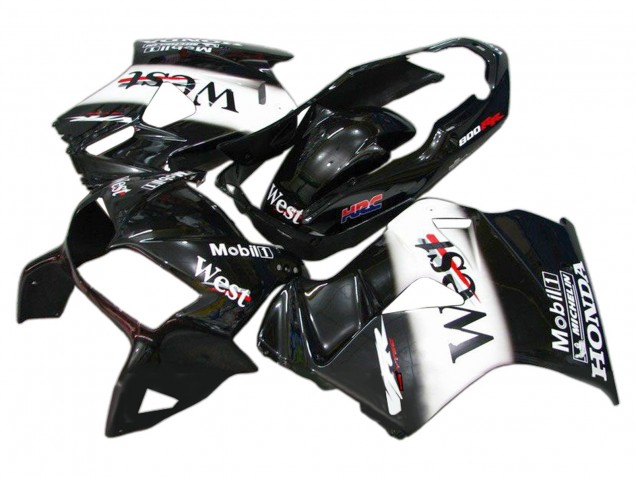 1998-2001 Honda VFR 800 Motorcycle Fairings - Glossy Black White West HRC Canada Websites