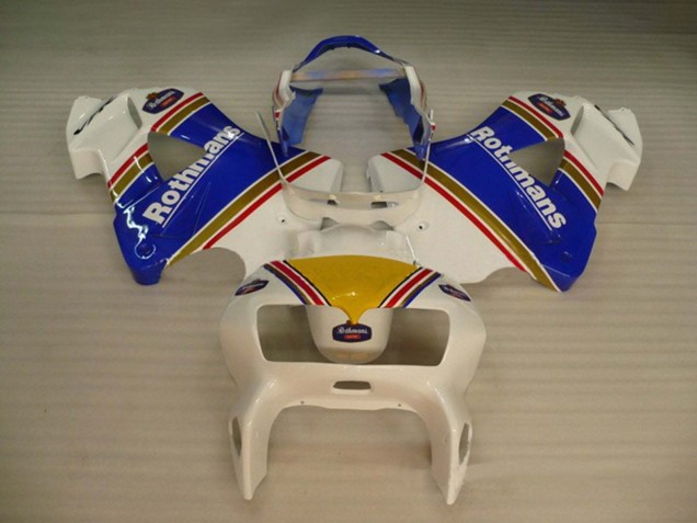 1998-2001 Honda VFR 800 Motorcycle Fairings - White Blue Gold Rothmans Canada Websites
