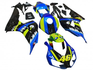 2006-2007 Honda CBR1000RR Motorcycle Fairings - Blue Fluorescent Green Glossy Black Shark 46 Canada Websites