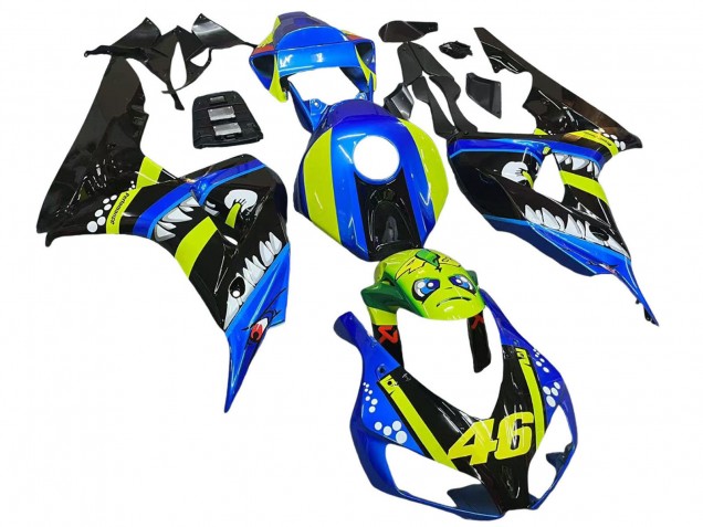 2006-2007 Honda CBR1000RR Motorcycle Fairings - Blue Fluorescent Green Glossy Black Shark 46 Canada Websites