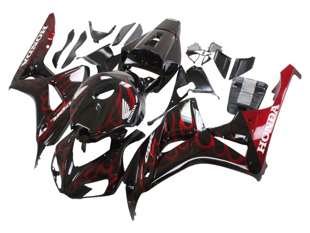2006-2007 Honda CBR1000RR Motorcycle Fairing - Glossy Black Red Flame Canada Websites