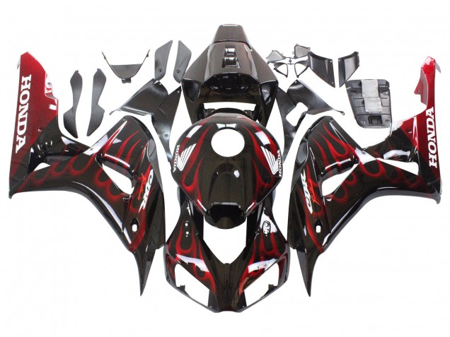 2006-2007 Honda CBR1000RR Motorcycle Fairing - Glossy Black Red Flame Canada Websites