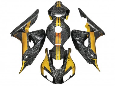 2006-2007 Honda CBR1000RR Motorcycle Fairings - Gold Black Forged Carbon Fiber Canada Websites