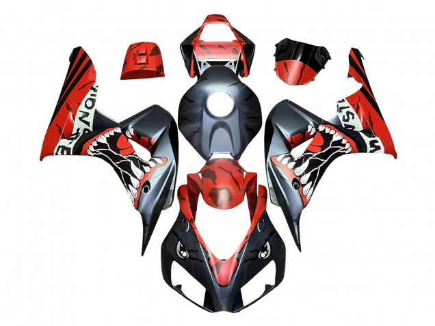 2006-2007 Honda CBR1000RR Motorcycle Fairings - Red Matte Black Monster Shark Canada Websites
