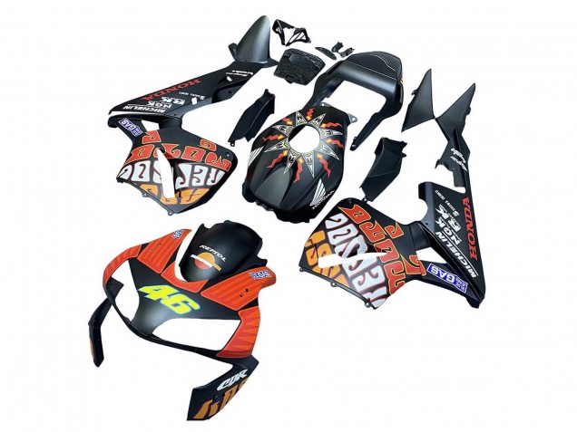 2003-2004 Honda CBR600RR Motorcycle Fairings - Matte Black Orange Repsol Rossi 46 Canada Websites