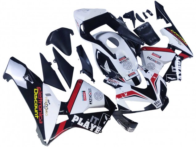 2003-2004 Honda CBR600RR Motorcycle Fairings - White Red Glossy Black DENSO Rimont Canada Websites