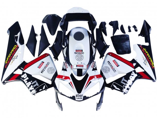 2003-2004 Honda CBR600RR Motorcycle Fairings - White Red Glossy Black DENSO Rimont Canada Websites