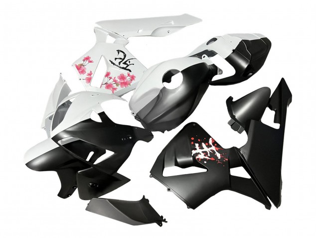 2005-2006 Honda CBR600RR Motorcycle Fairings - Black White with Cherry Blossom Canada Websites