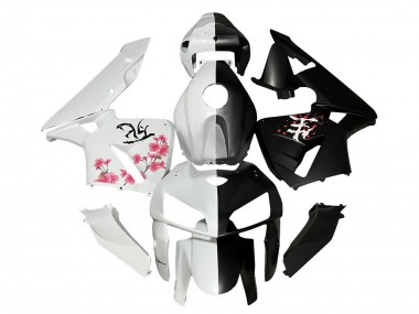 2005-2006 Honda CBR600RR Motorcycle Fairings - Black White with Cherry Blossom Canada Websites