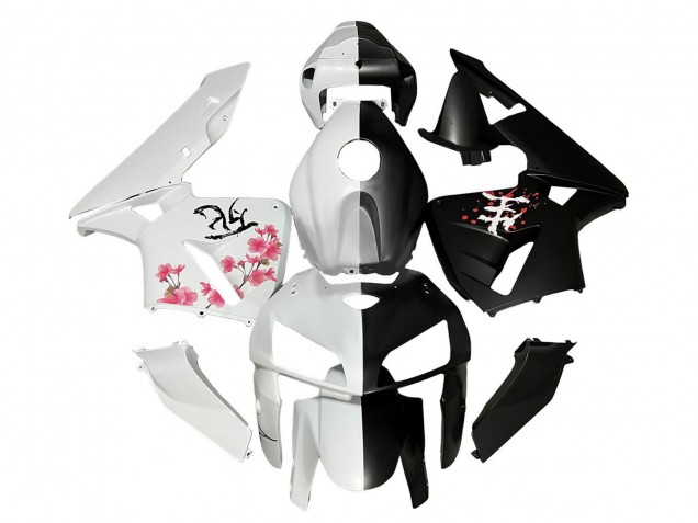 2005-2006 Honda CBR600RR Motorcycle Fairings - Black White with Cherry Blossom Canada Websites