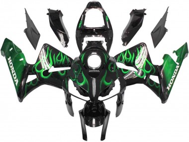 2005-2006 Honda CBR600RR Motorcycle Fairings - Glossy Black Green Flame Canada Websites