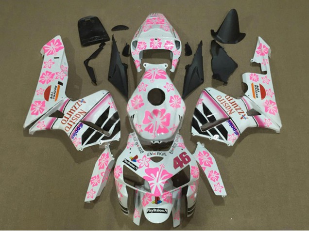2005-2006 Honda CBR600RR Motorcycle Fairings - White with Pink Floral Nastro Azzurro 46 Canada Websites