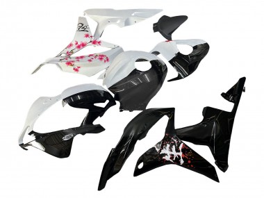 2007-2008 Honda CBR600RR Motorcycle Fairings - White Cherry Blossom Glossy Black Split Canada Websites
