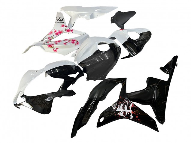 2007-2008 Honda CBR600RR Motorcycle Fairings - White Cherry Blossom Glossy Black Split Canada Websites