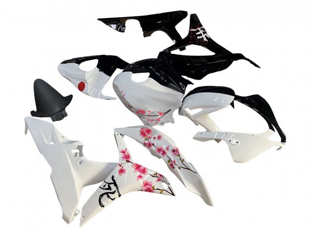 2007-2008 Honda CBR600RR Motorcycle Fairings - White Cherry Blossom Glossy Black Split Canada Websites