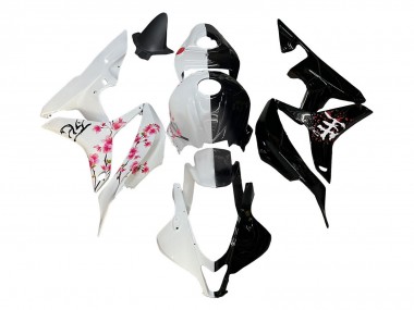 2007-2008 Honda CBR600RR Motorcycle Fairings - White Cherry Blossom Glossy Black Split Canada Websites