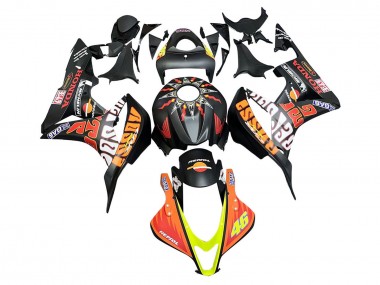 2007-2008 Honda CBR600RR Motorcycle Fairings - Matte Black Orange Red Rossi Repsol 46 Canada Websites