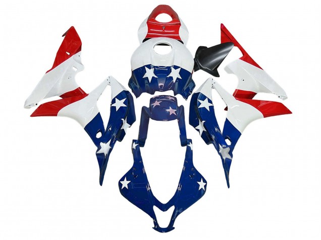 2007-2008 Honda CBR600RR Motorcycle Fairings - White Blue Red Star Canada Websites