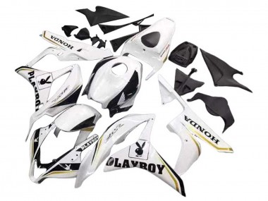 2007-2008 Honda CBR600RR Motorcycle Fairing - White Gold Glossy Black Playboy Canada Websites