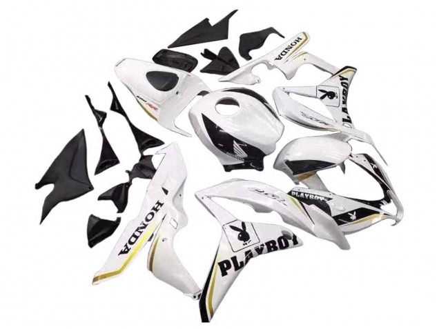 2007-2008 Honda CBR600RR Motorcycle Fairing - White Gold Glossy Black Playboy Canada Websites