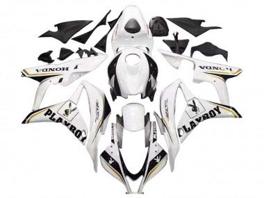 2007-2008 Honda CBR600RR Motorcycle Fairing - White Gold Glossy Black Playboy Canada Websites