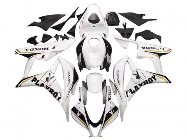 2007-2008 Honda CBR600RR Motorcycle Fairing - White Gold Glossy Black Playboy Canada Websites