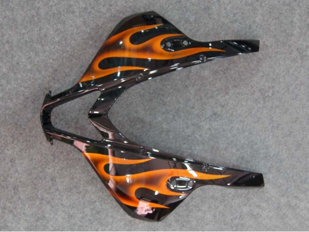 2007-2008 Honda CBR600RR Motorcycle Fairings - Glossy Black Orange Flame Canada Websites