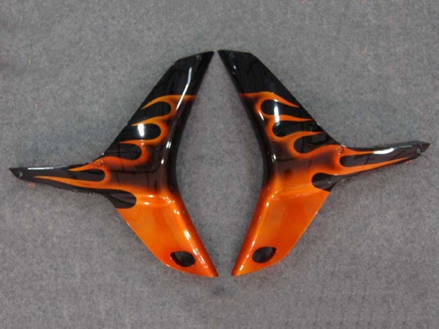 2007-2008 Honda CBR600RR Motorcycle Fairings - Glossy Black Orange Flame Canada Websites