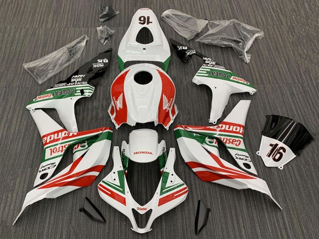 2007-2008 Honda CBR600RR Motorcycle Fairings - White Red Green Glossy Black Castrol 16 Canada Websites