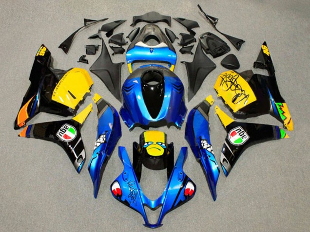 2009-2012 Honda CBR600RR Motorcycle Fairings - Blue Yellow Glossy Black Shark 46 Canada Websites