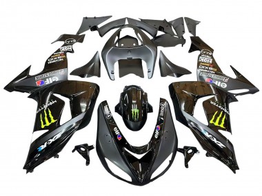 2006-2007 Kawasaki ZX10R Motorcycle Fairings - Grey Yellow Glossy Black Monster Elf Canada Websites