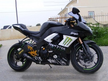 2008-2010 Kawasaki ZX10R Motorcycle Fairings - Glossy Black White Green Monster Elf Canada Websites