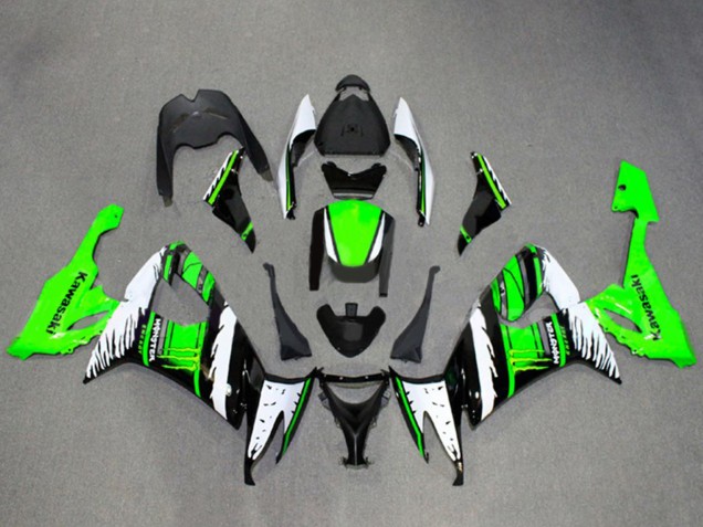 2008-2010 Kawasaki ZX10R Motorcycle Fairings - White Green Glossy Black Flame Canada Websites