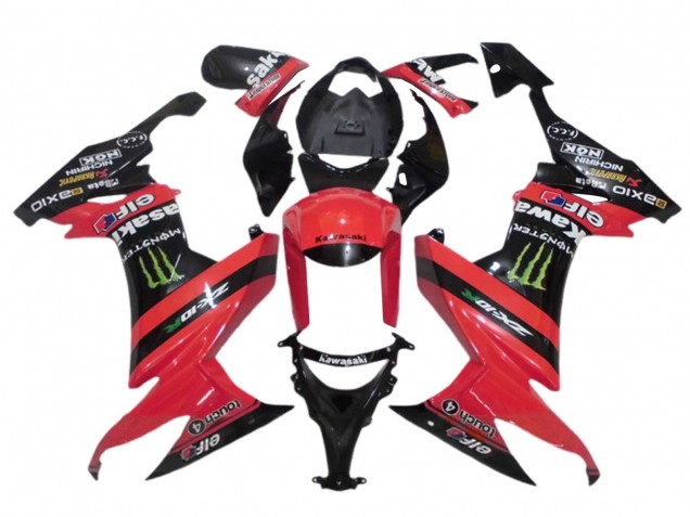 2008-2010 Kawasaki ZX10R Motorcycle Fairings - Red Black Green Monster Elf 27 Canada Websites