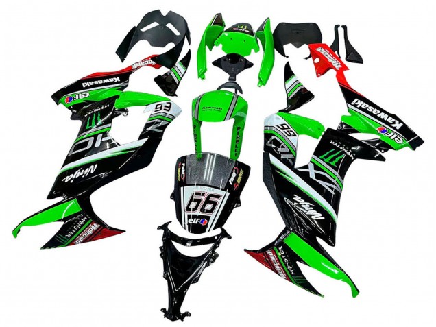 2008-2010 Kawasaki ZX10R Motorcycle Fairings - Green White Red Black Monster Elf 66 Canada Websites