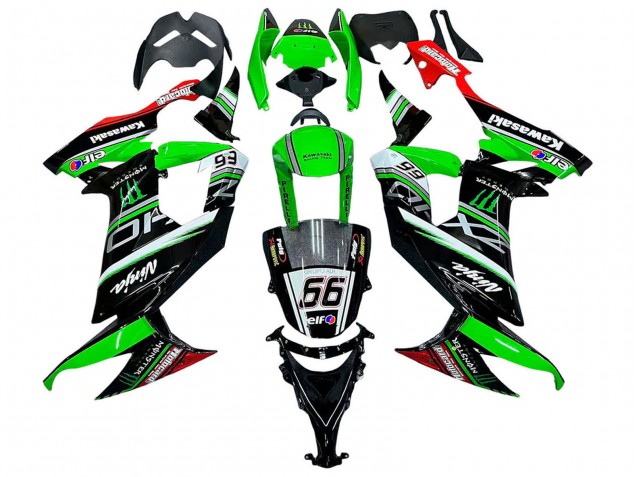 2008-2010 Kawasaki ZX10R Motorcycle Fairings - Green White Red Black Monster Elf 66 Canada Websites