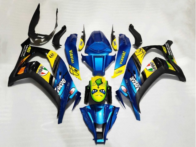 2011-2015 Kawasaki ZX10R Motorcycle Fairings - Blue Yellow Black Shark Canada Websites