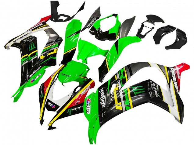 2016-2020 Kawasaki ZX10R Motorcycle Fairings - Green Yellow Red Black Elf Monster Canada Websites