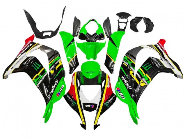 2016-2020 Kawasaki ZX10R Motorcycle Fairings - Green Yellow Red Black Elf Monster Canada Websites