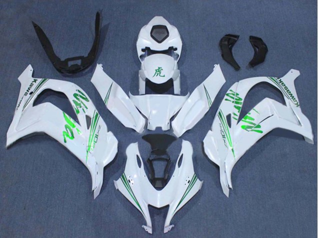 2016-2020 Kawasaki ZX10R Motorcycle Fairings - White Green Ninja Canada Websites