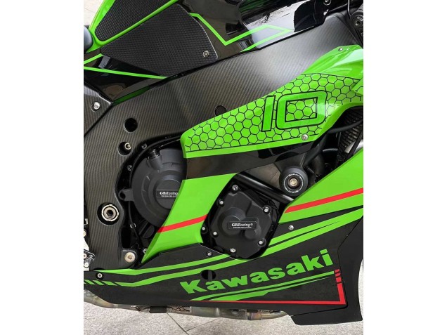 2021-2025 Kawasaki ZX10R Motorcycle Fairings - Green Glossy Black Canada Websites